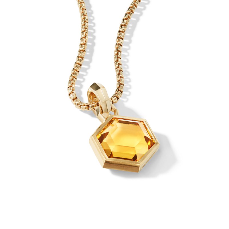 ☺︎noram☺︎ Hexagon Cut Amulet in 18K Yellow Gold with Citrine