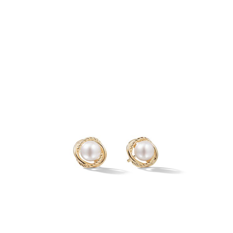 Crossover Infinity Pearl Stud earrings in 18K Yellow Gold Crossover Infinity Pearl Stud earrings in 18K Yellow Gold