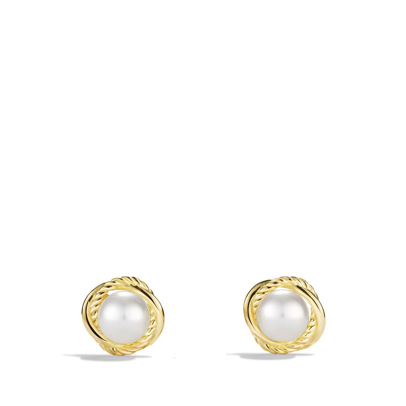 Crossover Infinity Pearl Stud earrings in 18K Yellow Gold