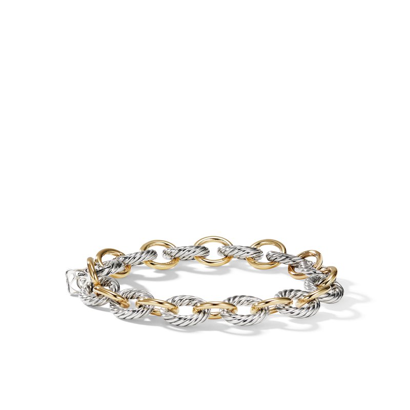 Oval Link Chain Bracelet in Sterling Silver with 18K Yellow