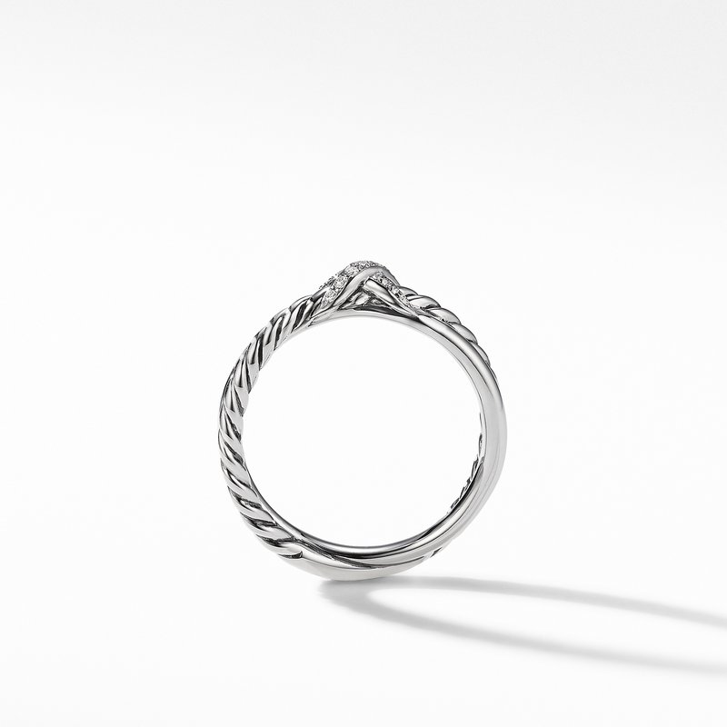 Petite X Ring in Sterling Silver with Pavé Diamonds 192740832857 Mednikow