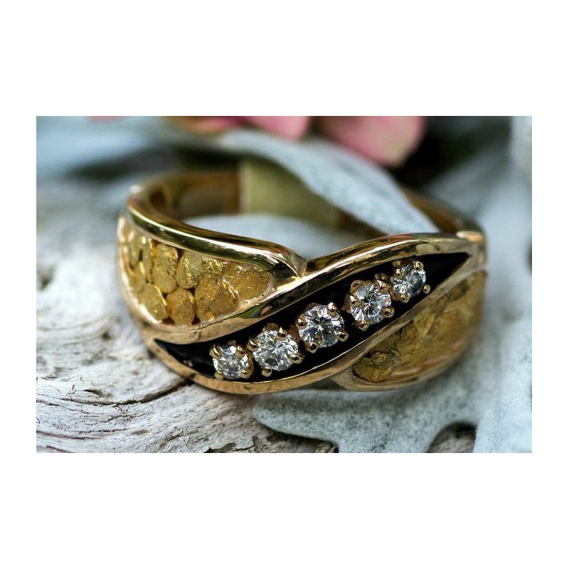 Gold Rush Fine Jewelry Diamonds and Alaskan Gold Nuggets GRW348 GRW348
