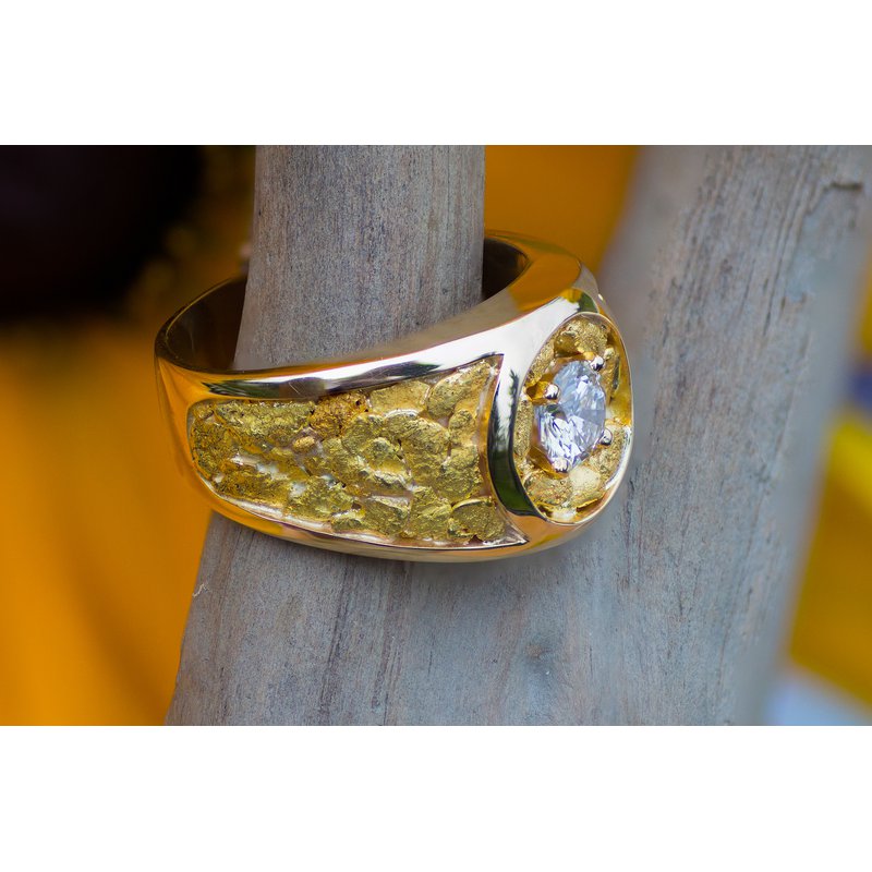 Gold Rush Fine Jewelry Gold Nuggets and Diamond Ring GRM73 GRM73