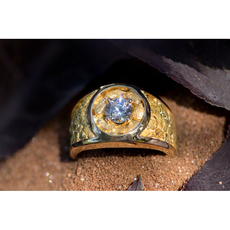 Gold Rush Fine Jewelry Gold Nuggets and Diamond Ring GRM73 GRM73