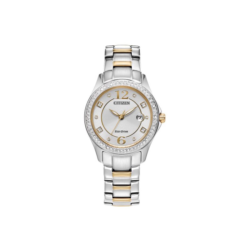 Citizen Crystal Silver Dial Two Tone Stainless Steel Eco 
