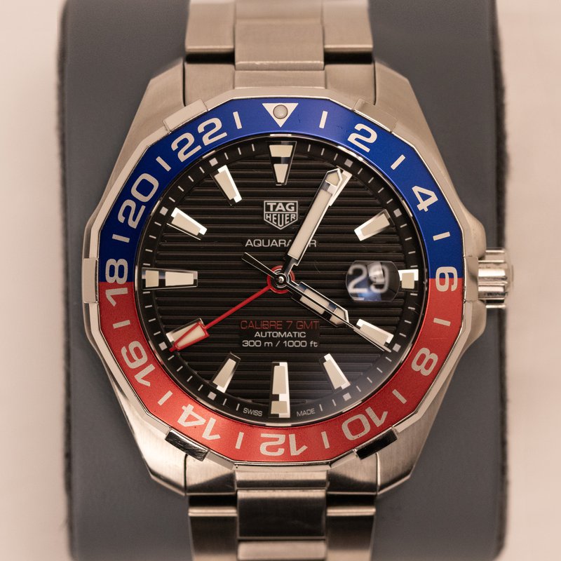 Tagheuer Tag Heuer Steel Estate Aquaracer GMT Watch - Neeter