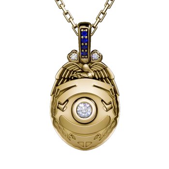 Two Hearts One Badge Law Enforcement Pendant - Yellow Gold