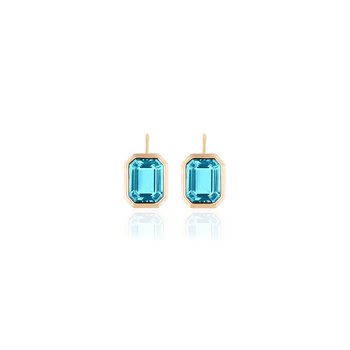 Blue Topaz Emerald Cut Bezel Set Earring GOS1885