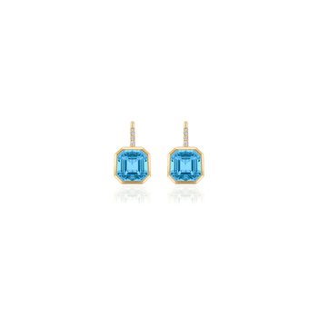 Blue Topaz Octagonal Bezel Drop Earrings GOS1880