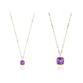 Amethyst Small Cushion Pendant GOS1901