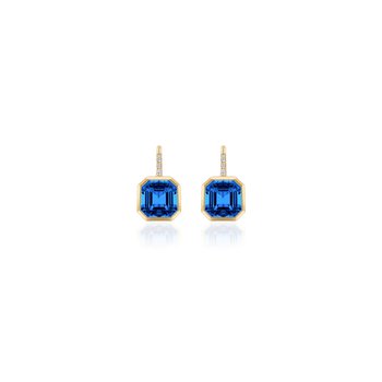 London Blue Topaz Octagonal Bezel Drop Earrings GOS1881