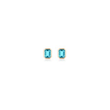 Blue Topaz Emerald Cut Stud Earrings GOS1883
