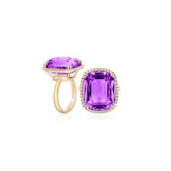 Amethyst Cushion Cocktail Ring with Diamonds GOS1907