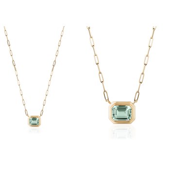 Prasiolite East-West Emerald Cut Bezel Pendant GOS1896