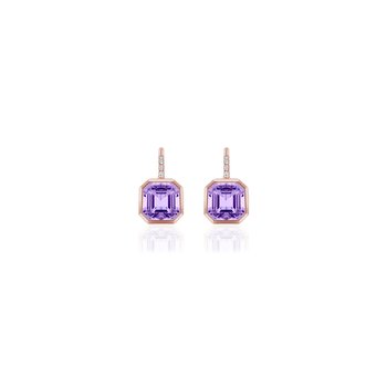 Amethyst Octagonal Bezel Drop Earrings GOS1879