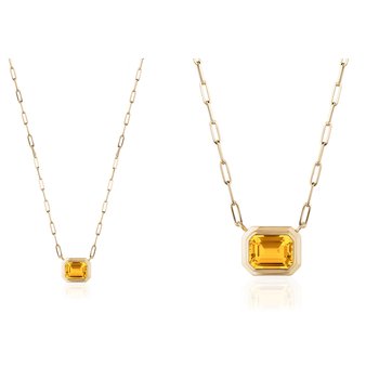 Citrine East-West Emerald Cut Bezel Pendant GOS1895
