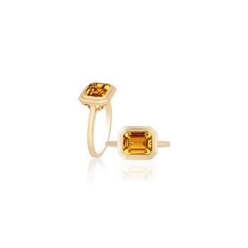 Citrine Emerald Cut East-West Ring GOS1906