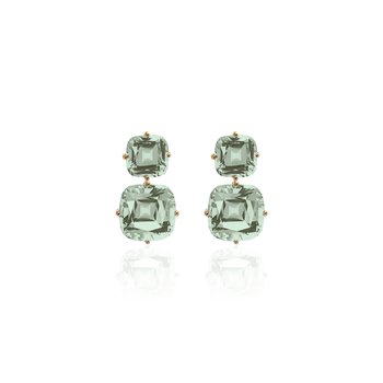 Prasiolite Double Cushion Drop Earrings GOS1889