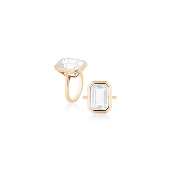 Moon Quartz Emerald Cut Bezel Set Ring GOS1903