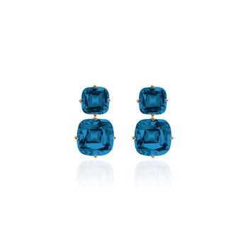 London Blue Topaz Double Cushion Drop Earrings GOS1888