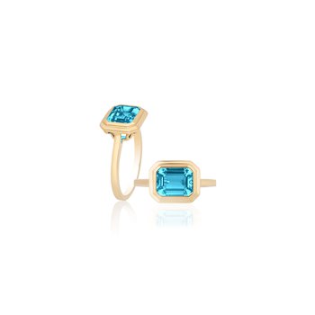 Blue Topaz Emerald Cut East-West Ring GOS1905