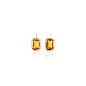 Citrine Emerald Cut Bezel Set Earring GOS1886