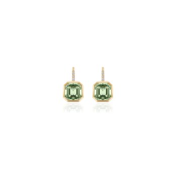 Prasiolite Blue Topaz Octagonal Bezel Drop Earrings GOS1882