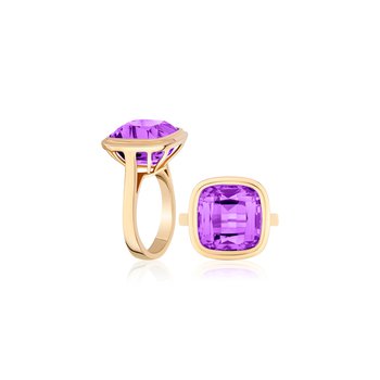 Amethyst Open Gallery Cushion Ring GOS1909