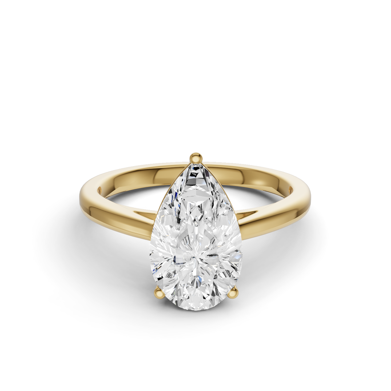 2CT Pear Cut Lab Grown Diamond Basket Split Shank Solitaire Ring ...