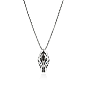 STERLING SILVER NAGA DRAGON HEAD NECKLACE/BROOCH ON 22'' BOX CHAIN 001-640-02491