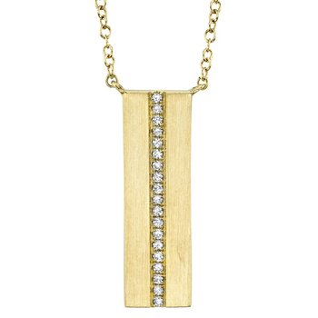 14K YELLOW GOLD DIAMOND MATTE BAR PENDANT 002-165-10303