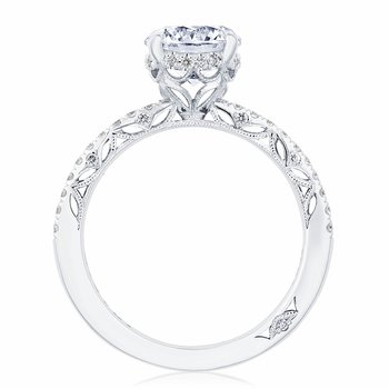 18K WHITE GOLD DANTELA FANCY MILIGRAIN CRESCENT DIAMOND SEMI MOUNT 001-140-03080