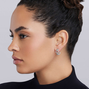 STERLING SILVER 17X8 CAVIAR LINK OVAL HOOP EARRINGS 006-645-02306