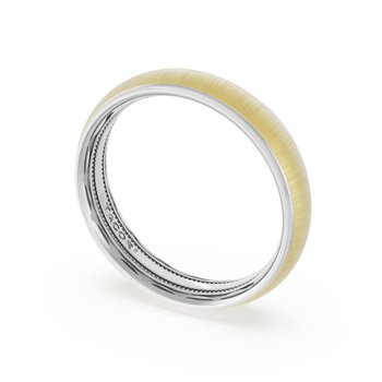 18K WHITE AND YELLOW GOLD DOME SATIN CENTER AND POLISHED EDGE 5MM WEDDING BAND 002-405-10427