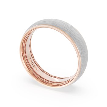 18K WHITE AND ROSE GOLD BRUSHED CENTER AND POLISHED SIDES 7MM WEDDING BAND 002-405-10428