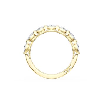 18K YELLOW GOLD DIAMOND MARQUISE HALF BAND SHARED PRONG WEDDING BAND 1/2 AROUND 001-110-15374