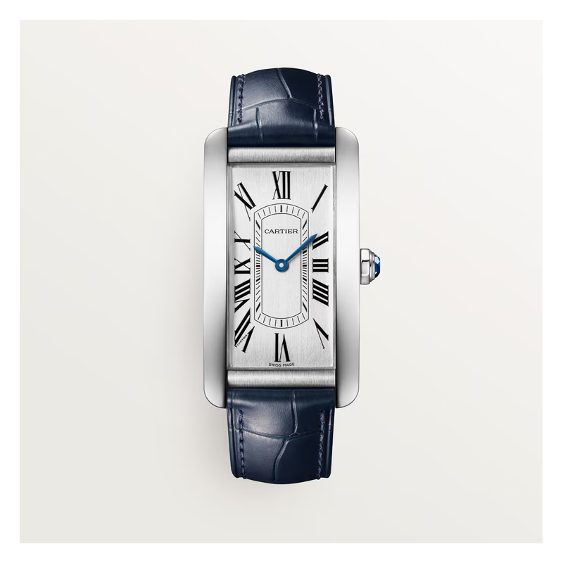 Cartier STAINLESS STEEL TANK AMERICAINE LARGE AUTOMATIC ON BLUE