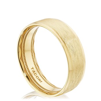 18K YELLOW GOLD CLASSIC BEVEL EDGE 6MM SATIN AND POLISHED WEDDING BAND 001-405-10443