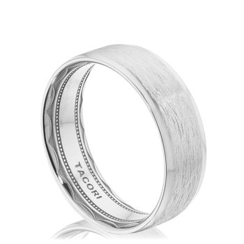 18K WHITE GOLD CLASSIC POLISHED BEVEL EDGE AND BRUSHED CENTER 6MM WEDDING BAND 002-405-10433