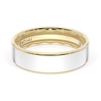 18K WHITE CENTER AND YELLOW GOLD EDGE HIGH POLISH 6MM WEDDING BAND 002-405-10429
