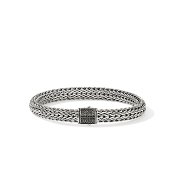 STERLING SILVER 7.5MM ICON BLACK SAPPHIRE CLASP BRACELET 001-610-03514