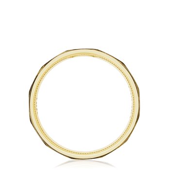 18K YELLOW GOLD GEOMETRIC FACETED SATIN FINISH 6MM WEDDING BAND 002-405-10437