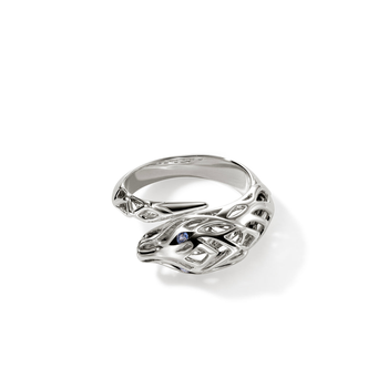 STERLING SILVER NAGA DRAGON BYPASS RING WITH SAPPHIRE EYES 001-620-01587