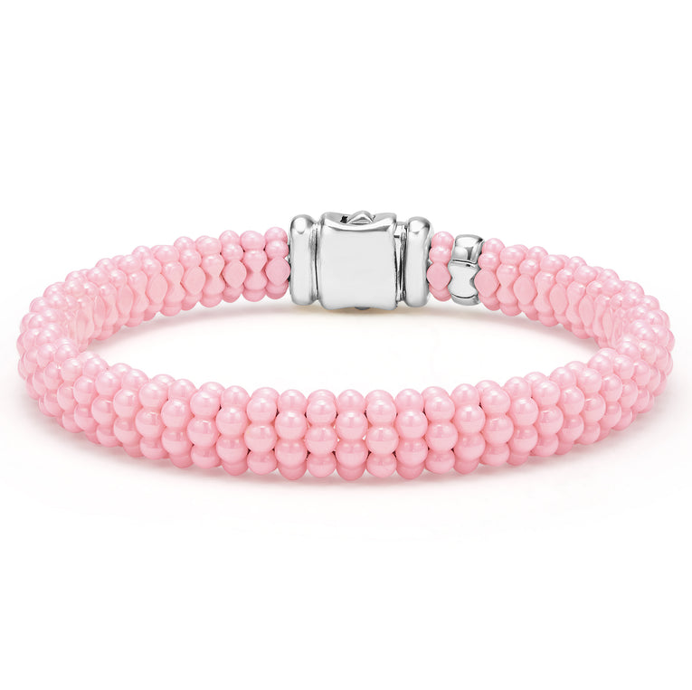 LAGOS STERLING SILVER 9MM PINK CERAMIC BEAD BRACELET 006-610-03430