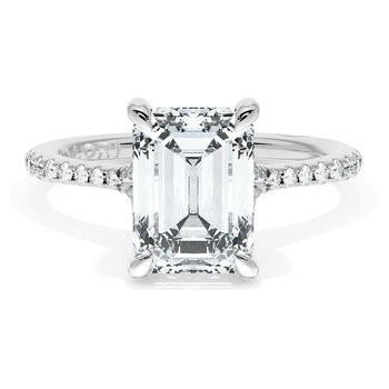 18K WHITE GOLD SPLIT SHANK DIAMOND SEMI MOUNT FOR EMERALD CUT CENTER 001-140-03077
