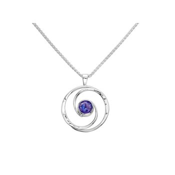 STERLING SILVER TIDE POOL NECKLACE WITH FACETED IOLITE 18" 006-230-05190