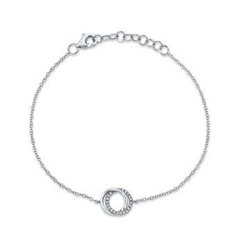 14K WHITE GOLD DIAMOND LOVE KNOT CIRCLE BRACELET 001-170-03076