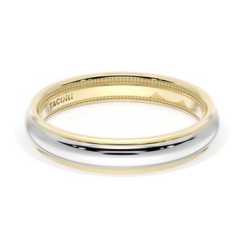 18K WHITE AND YELLOW GOLD POLISHED DOME CENTER 4MM WEDDING BAND 002-405-10440