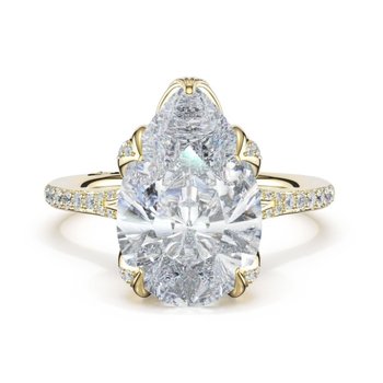18K YELLOW GOLD DIAMOND SEMI MOUNT WITH PEAR CENTER 002-140-03594