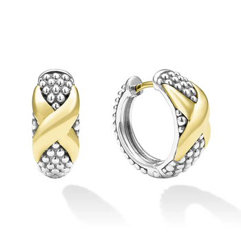 STERLING SILVER AND 18K YELLOW GOLD EMBRACE 16MM CENTER X HUGGIES 002-645-02101